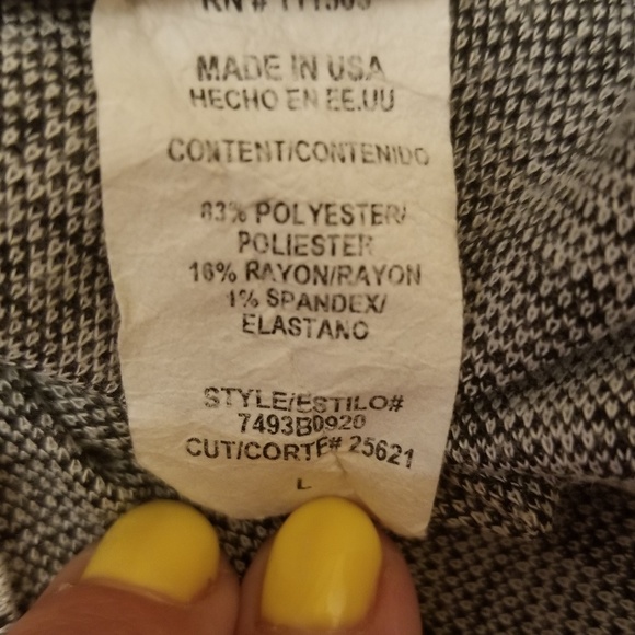 Lily White Gray Floral Long Sleeve Crop Top L - Picture 5 of 5